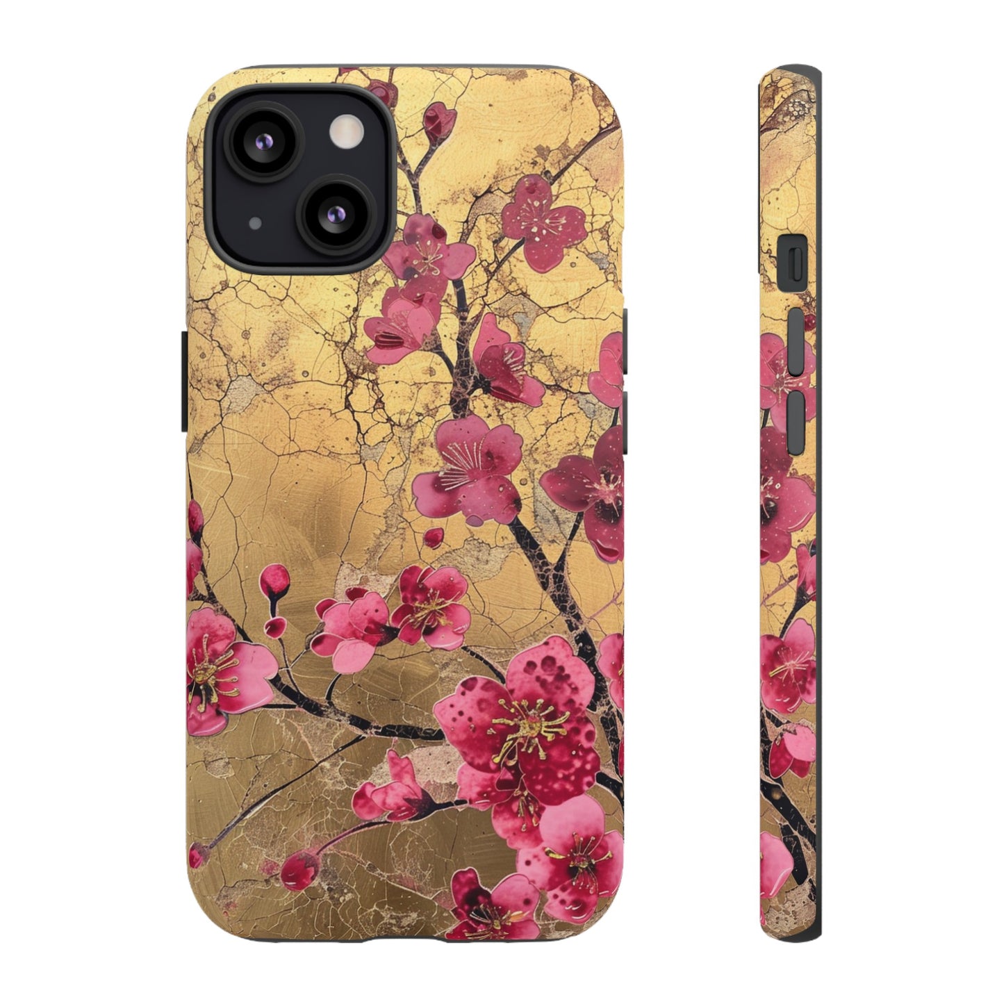 Pink Forget Me Nots Gold Floral Phone Case