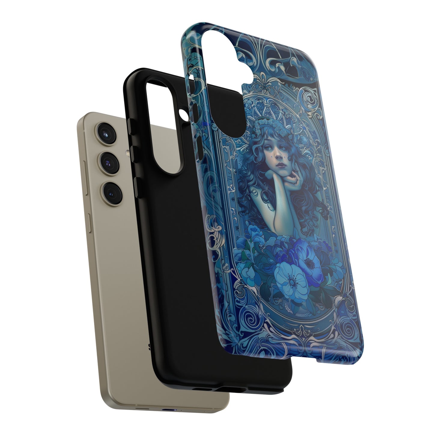 Blue Floral Art Nouveau Style Phone Case