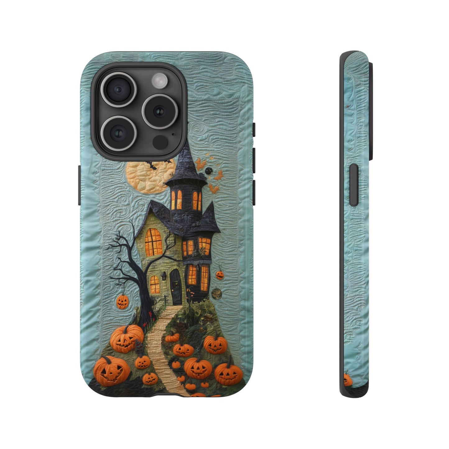 Halloween Haunted House Vintage Embroidery Style Phone Cover