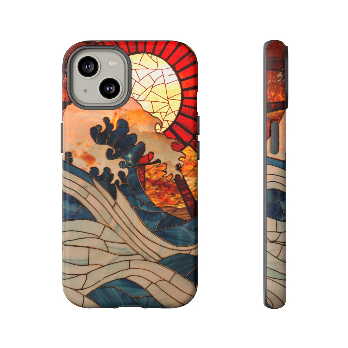 Japanese Rising Sun Phone Case Stained Glass Ocean Wave