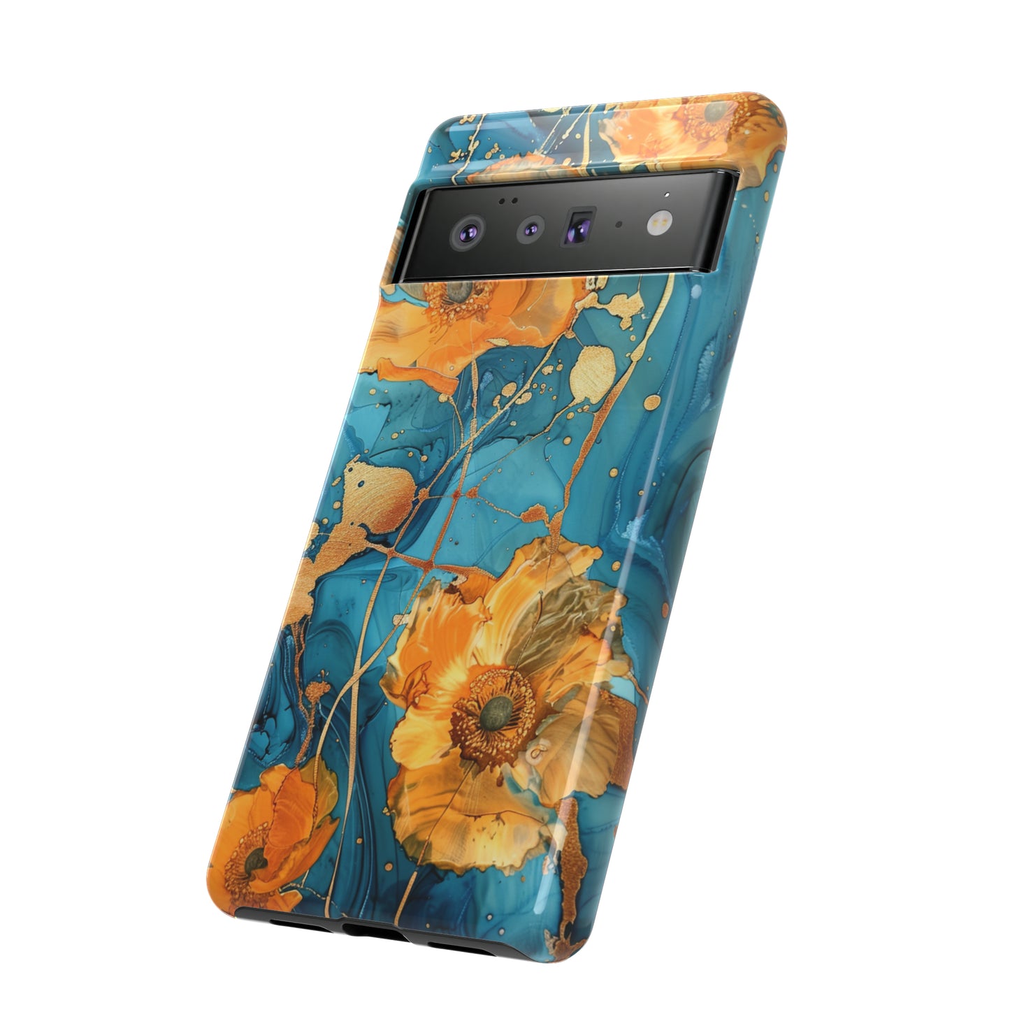 Gold Poppies Color Splash Floral Design Phone Case