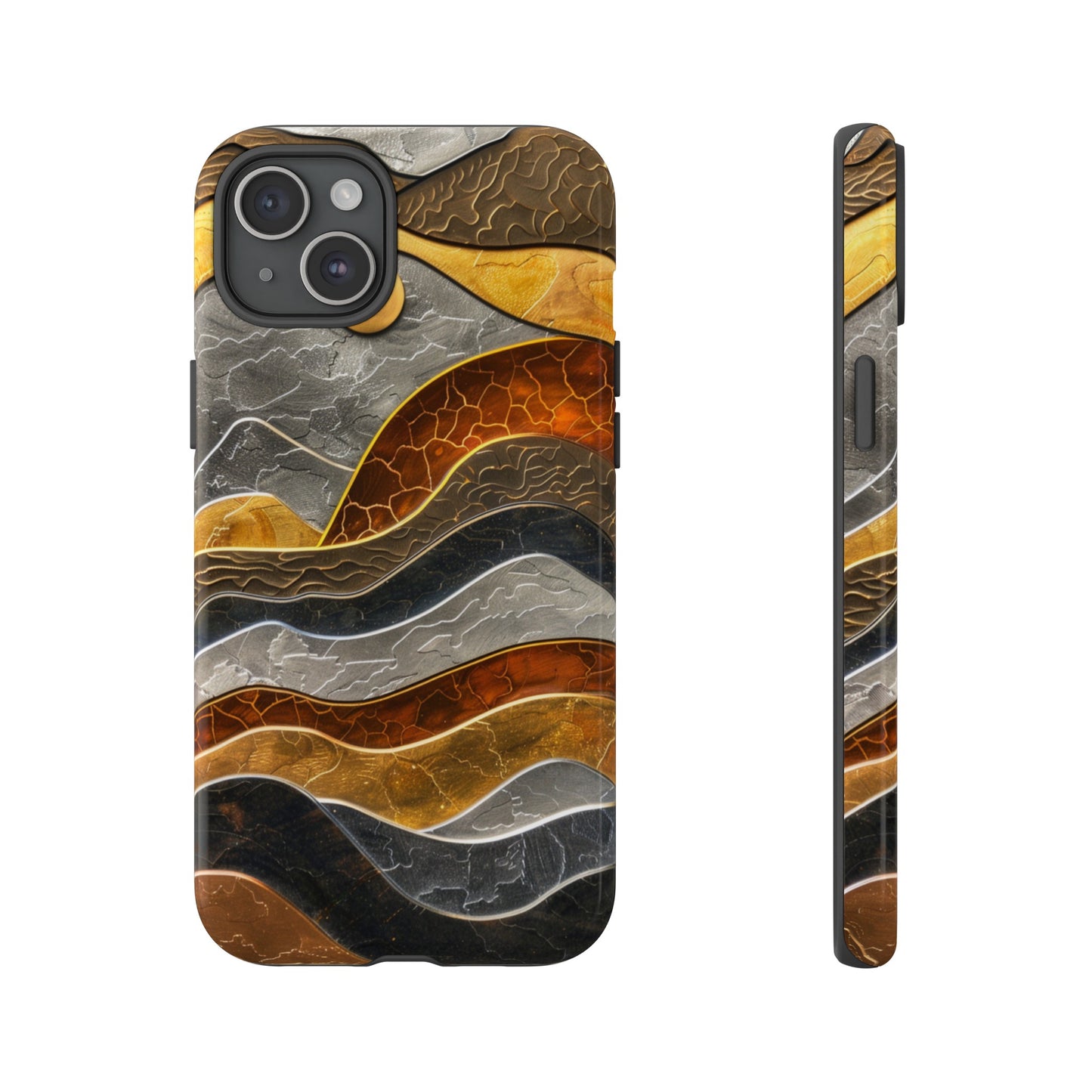 Abstract Gold and Silver Mountain Design Phone Case