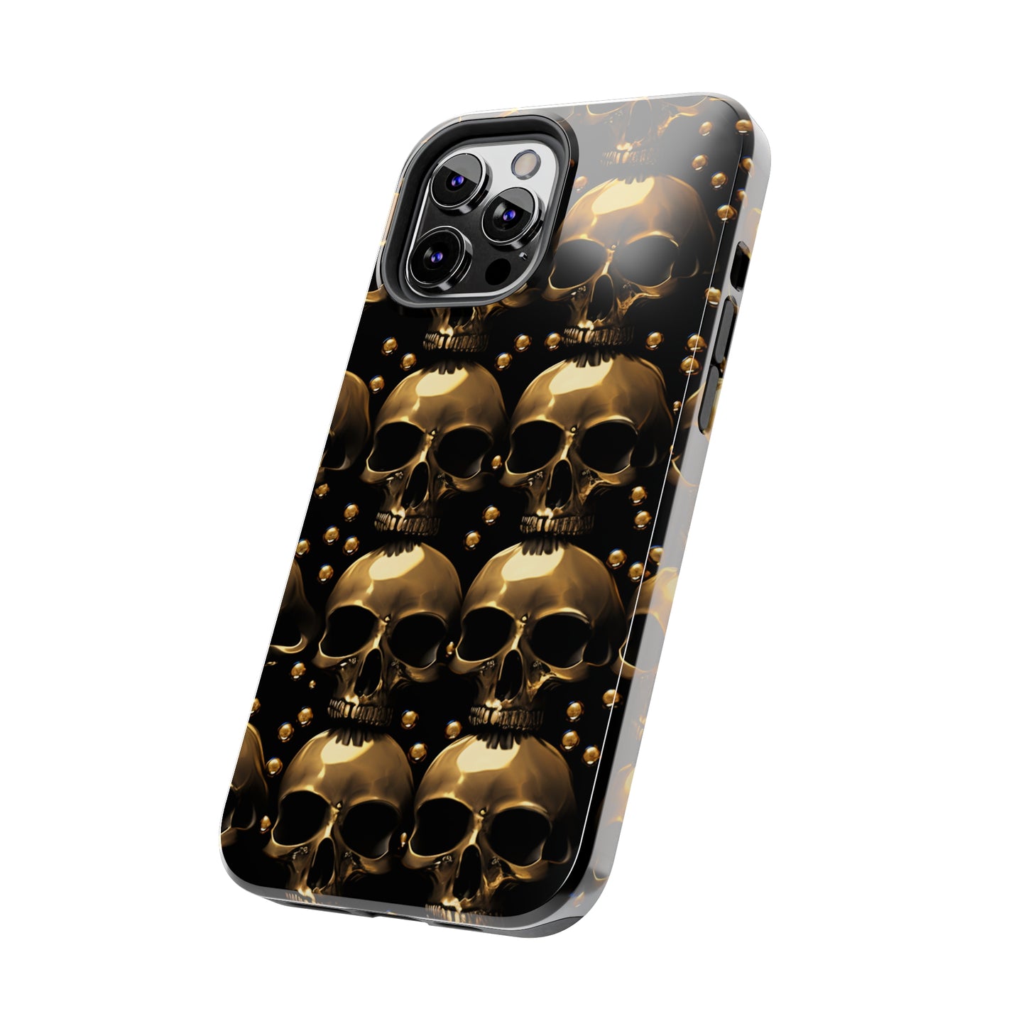 iPhone Case Golden Enigma: Where Goth Meets Glamour | Gold Skulls iPhone Tough Case