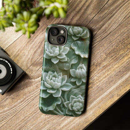 Green Jade Lotus Floral Art Phone Case