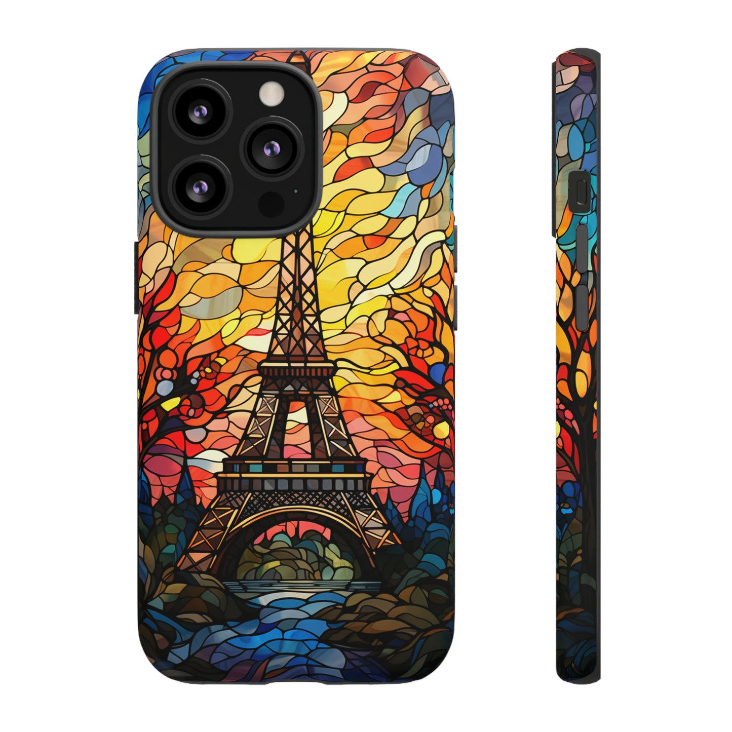 Parisian Elegance: Stained Glass Eiffel Tower | Artistic Flair iPhone Case for iPhone Models 11 through 14 Pro Max, Samsung Galaxy, and Google Pixel