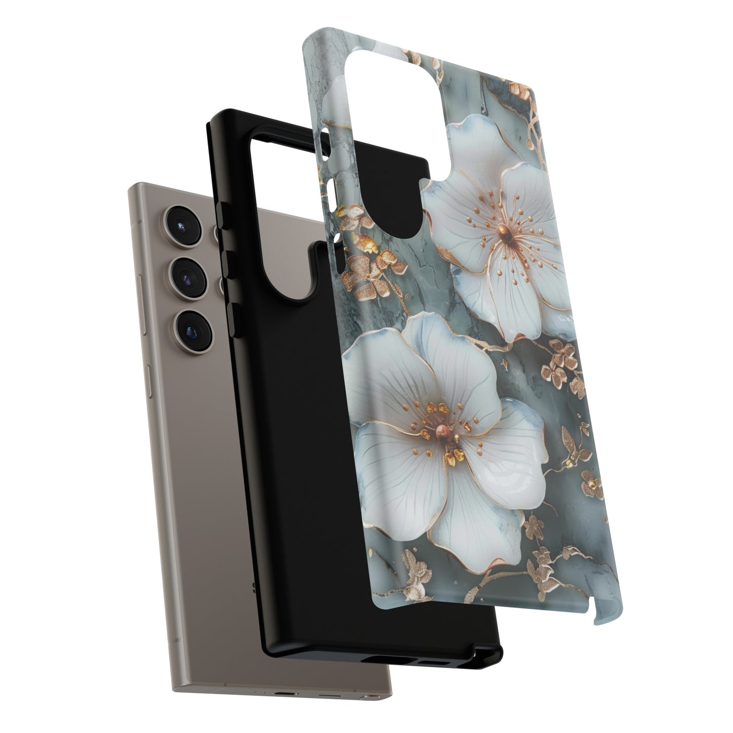 White Flower on Marble Stone  Phone Case