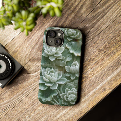 Green Jade Lotus Floral Art Phone Case