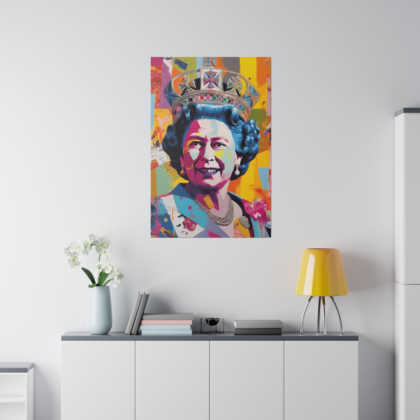 Queen Elizabeth II Pop Art Abstract Print | Stretched Canvas Print