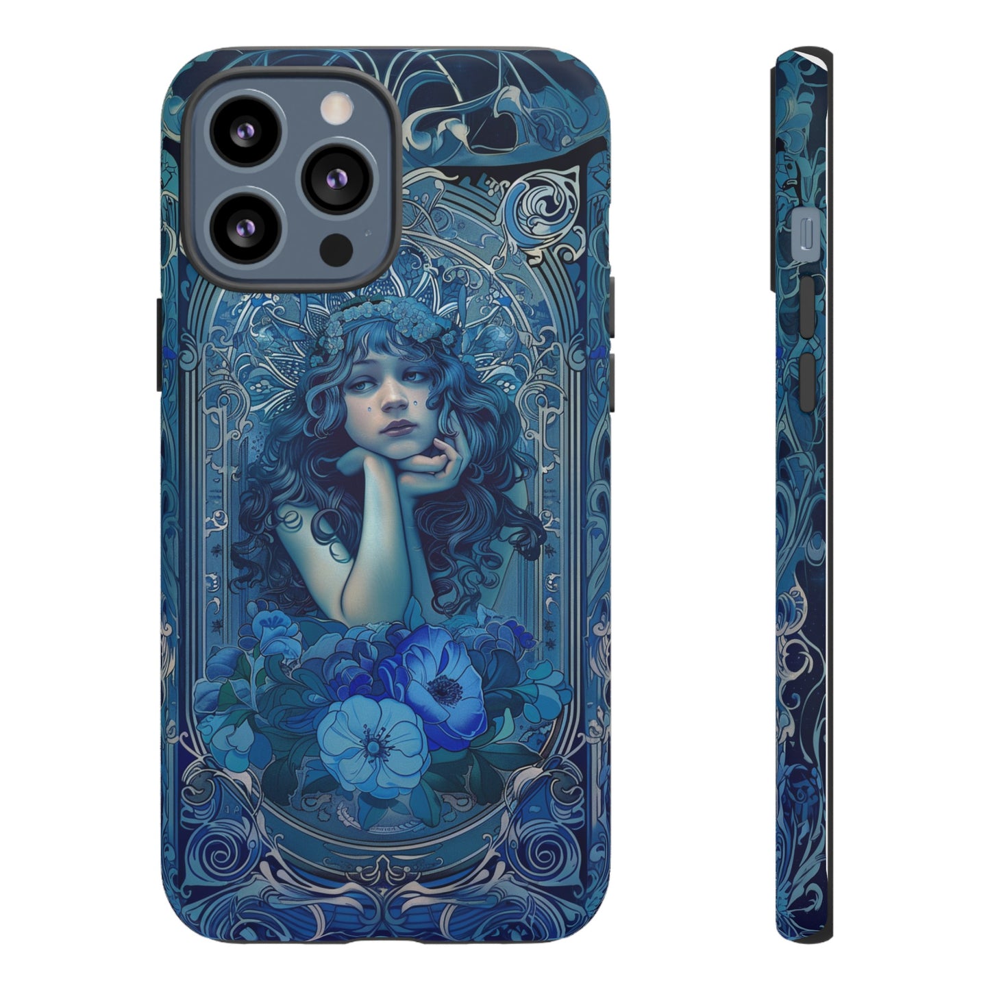 Blue Floral Art Nouveau Style Phone Case