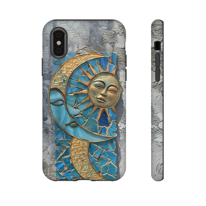 Boho Sun and Moon Mosaic Tile Stained Glass Phone Case