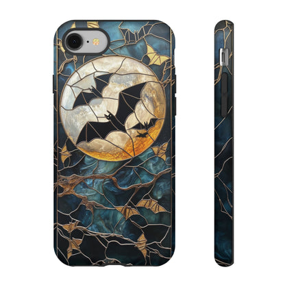 Halloween Phone Case Bats Stained Glass Style Spooky Moon Phone Cover