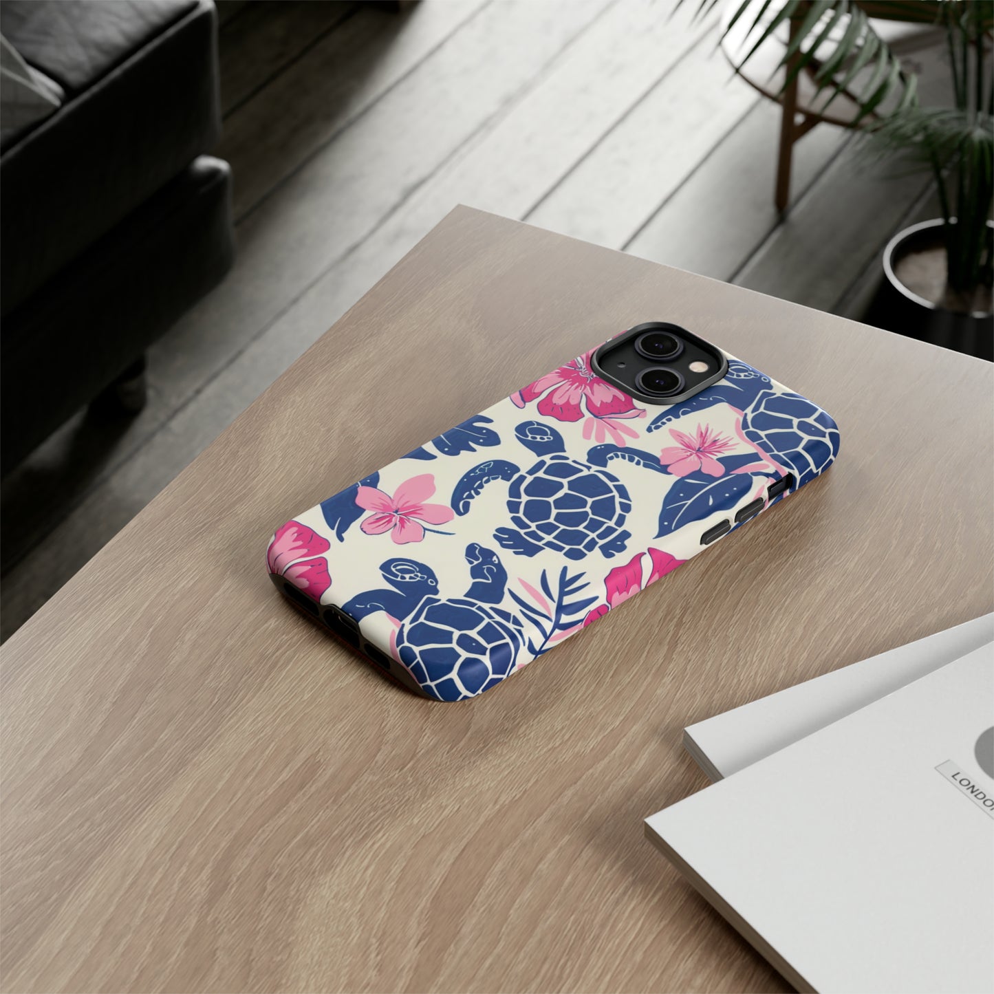 Undersea Floral Blue Sea Turtle Phone Case