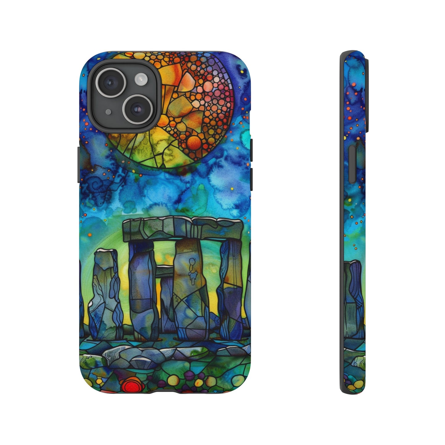 Stonehenge Neolithic Full Moon Stained Glass Watercolor Phone Cover