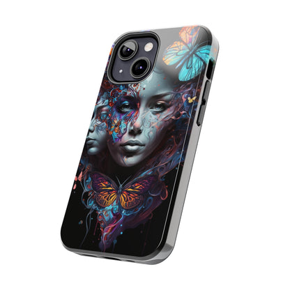 Synthwave Butterfly Girl Trippy Fantasy Art iPhone Case | Embrace the Futuristic Vibe with Whimsical Artistry