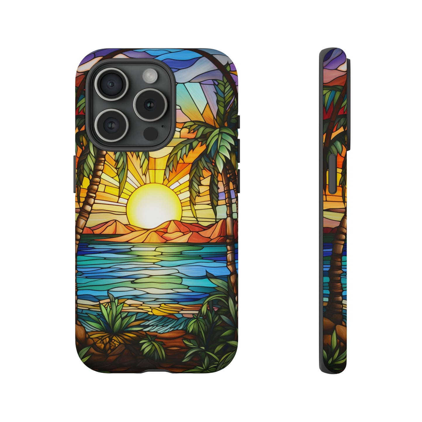 Tropical Stained Glass Sunset Beach