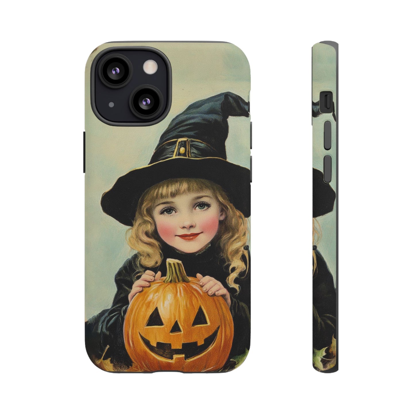 Vintage Halloween Card Witch and Jack-o'-lantern Phone Cover