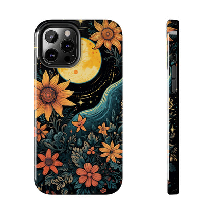 Boho Meets Cottagecore: Floral Sun, Moon & Stars iPhone Case – A Celestial Delight