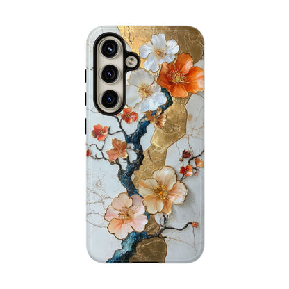 Japanese-inspired floral design phone case for Samsung Galaxy S24