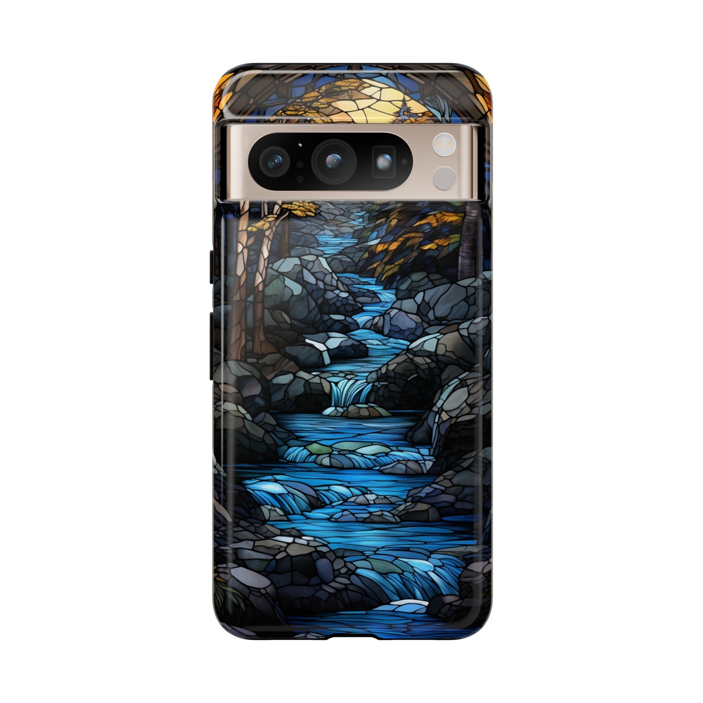 Stained Glass Stone Bridge and River Art Phone Case