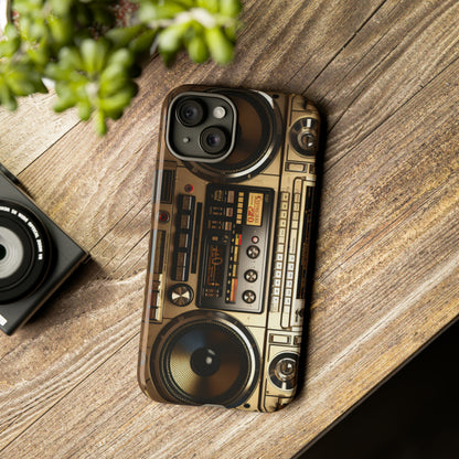 Urban Beats: Boombox Hip Hop Music Pixel Phone Case | Retro Rhythms for iPhone 15 Models