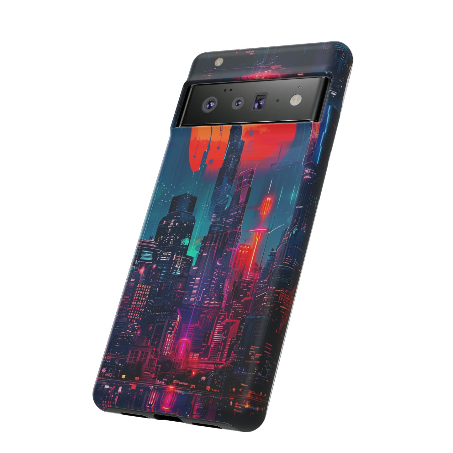 Cyberpunk Full Moon Cityscape Phone Case