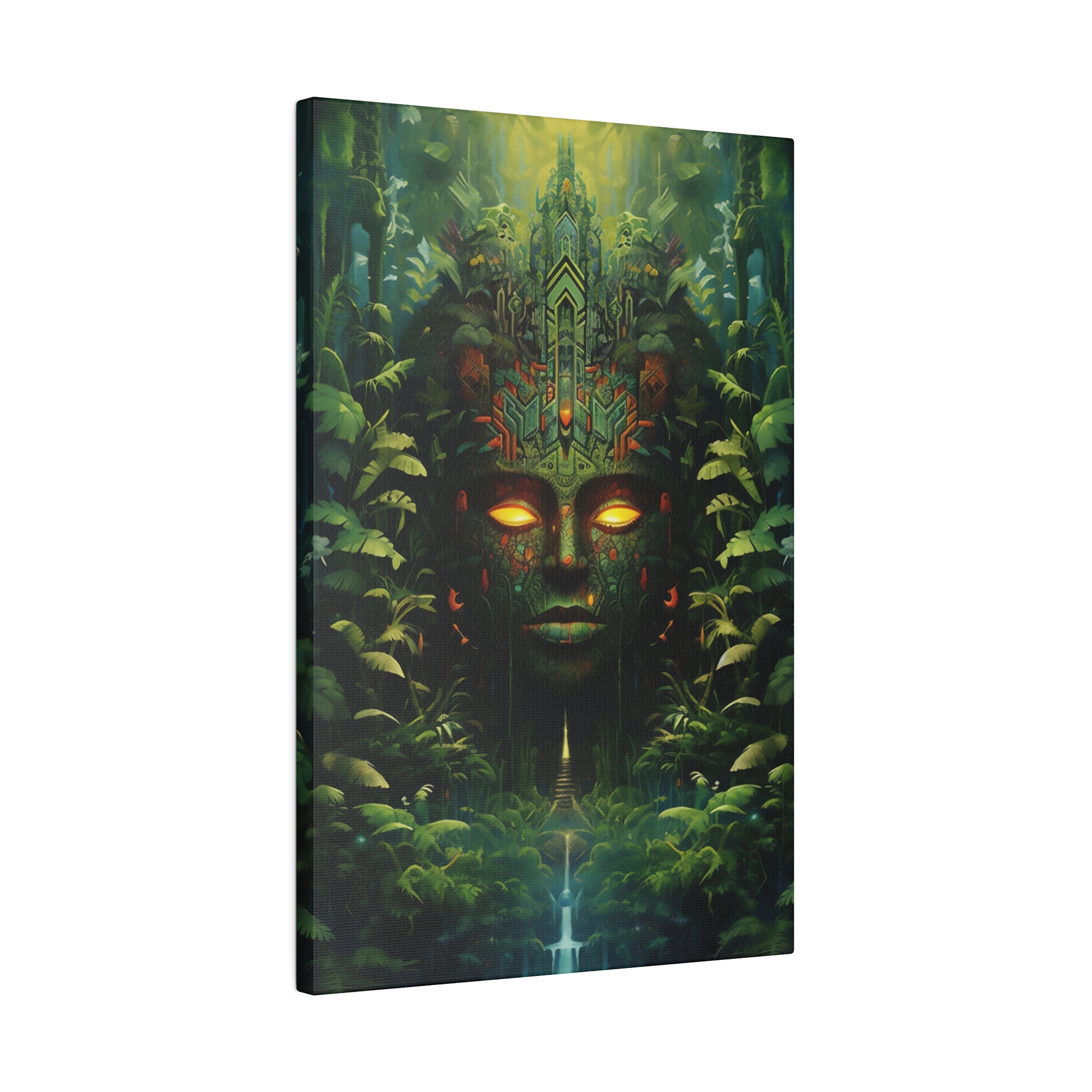 Ayahuasca-Inspired Psychedelic Art Nature Nymph Portrait - Vibrant Stretched Canvas Print