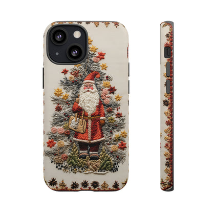 Vintage Embroidery Christmas Santa Phone Case