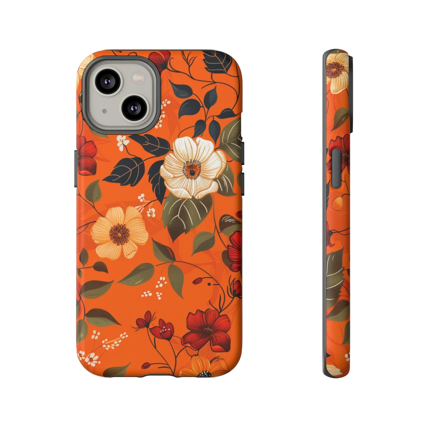 Orange Floral Phone Tough Case