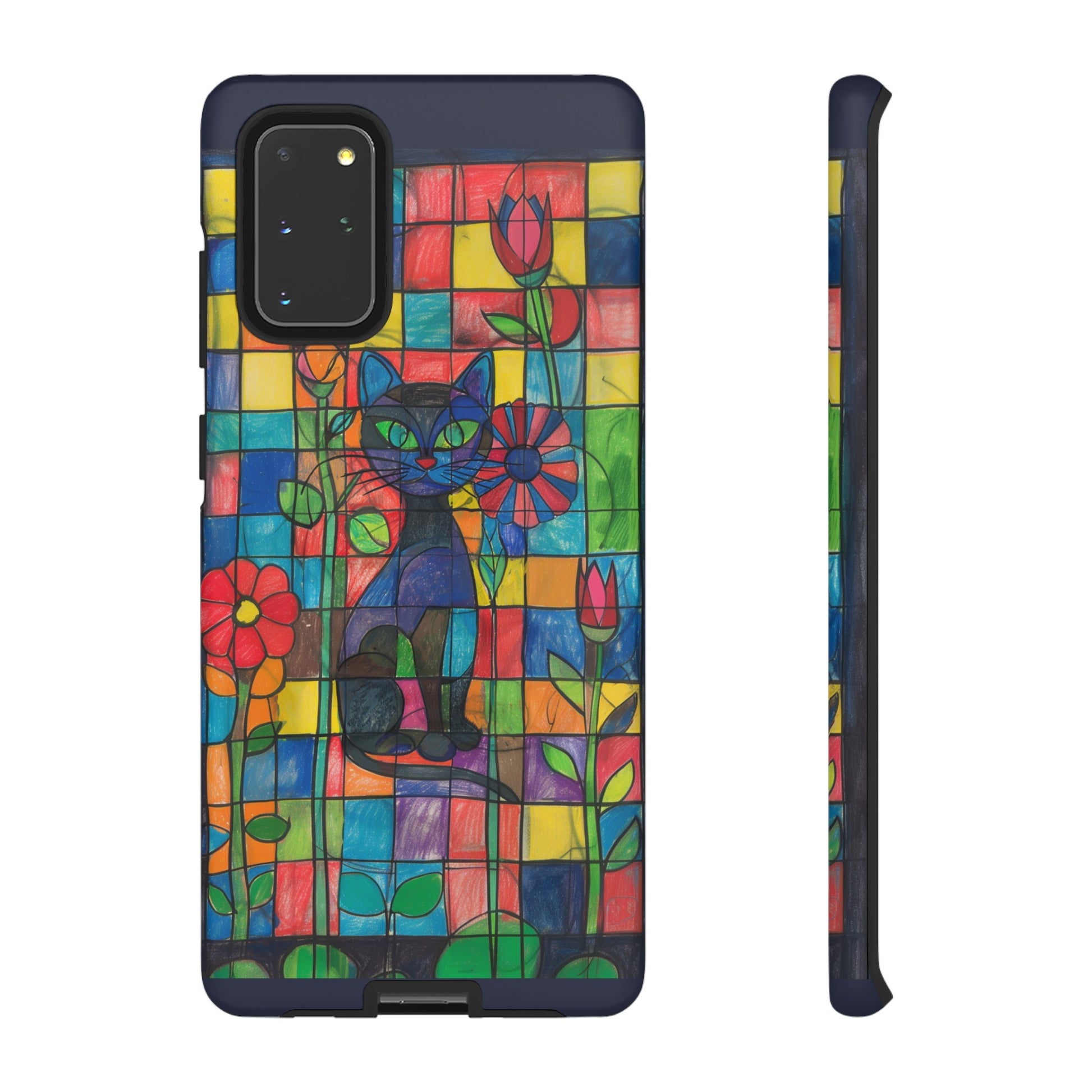 Vibrant stained glass cat cover for iPhone 12