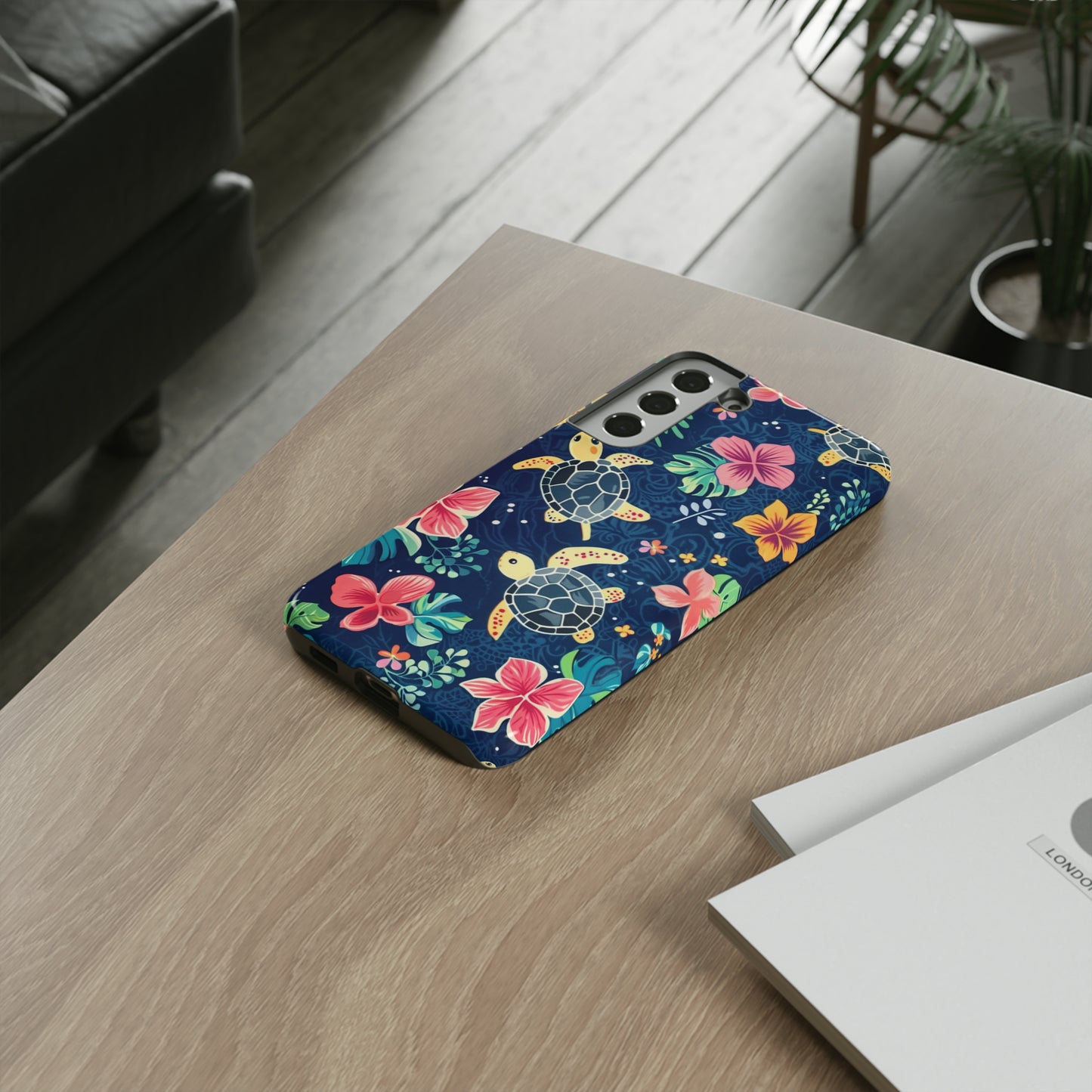 Undersea Floral Blue Sea Turtle Phone Case