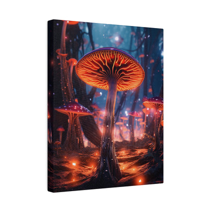 Enchanting Magic Mushroom Psychedelic Forest Bioluminescence - Matte Canvas, Stretched