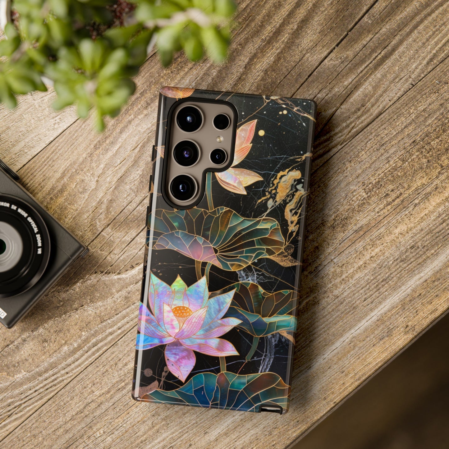 Zen Stained Glass Lotus Floral Design Phone Case