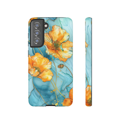 Gold Poppies Color Splash Floral Design Phone Case