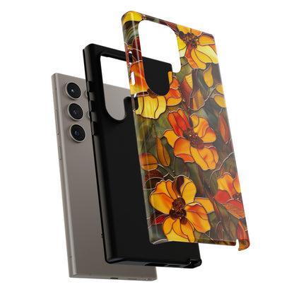 Orange Floral Phone Case Stained Glass Style