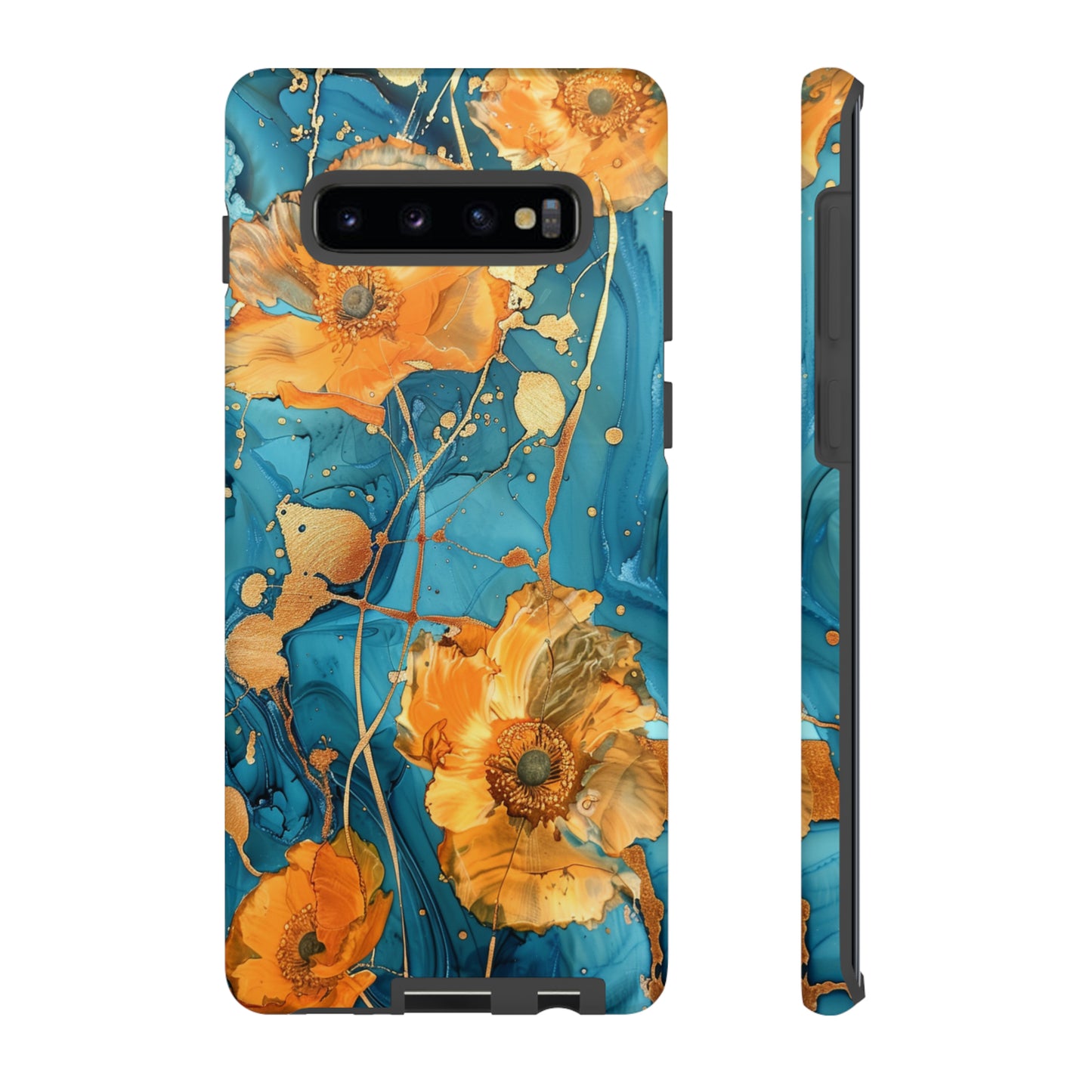 Gold Poppies Color Splash Floral Design Phone Case