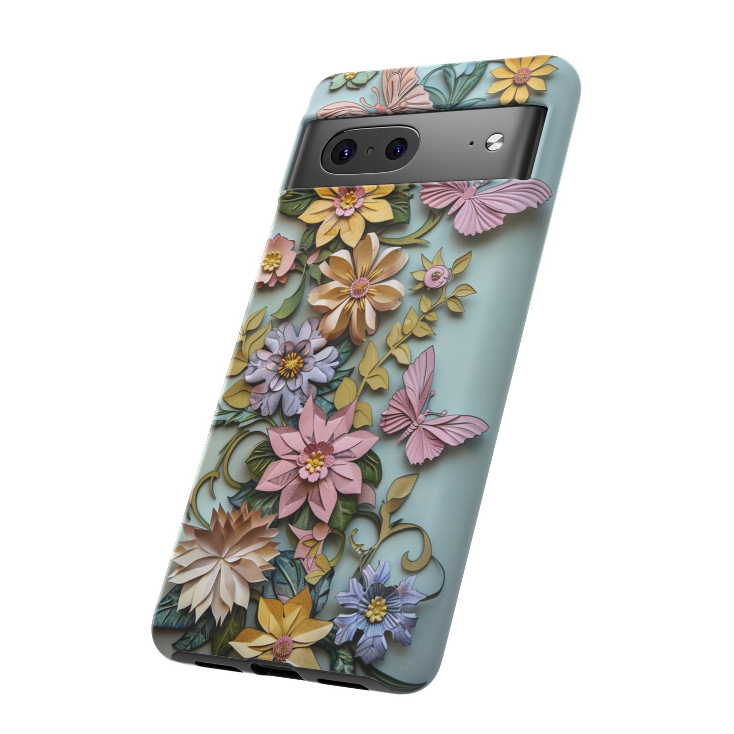 Pastel Pink Butterflies and Flowers iPhone Case