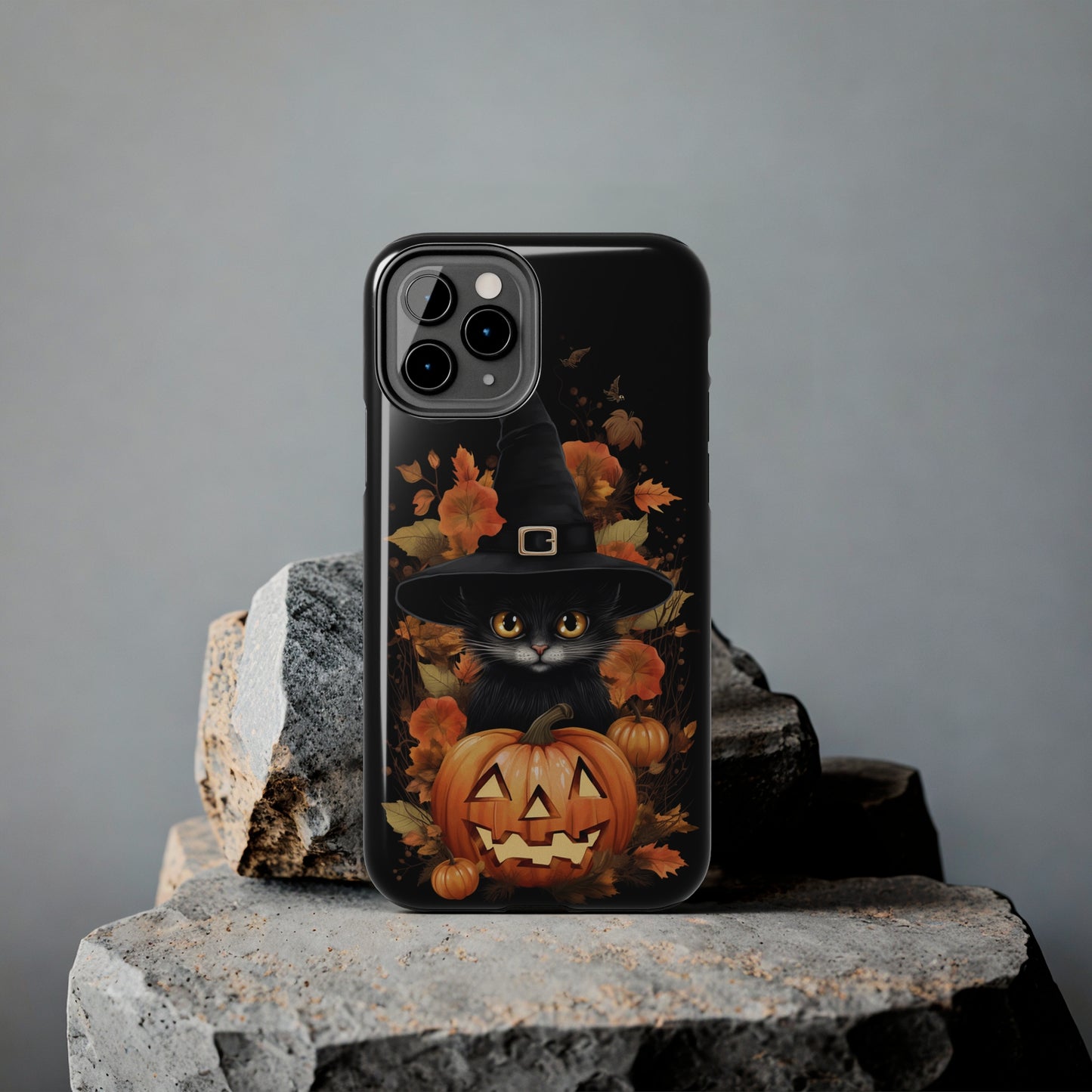 Trick or Treat Delight: Adorable Witch Cat Halloween Celebration | Whimsical iPhone Case