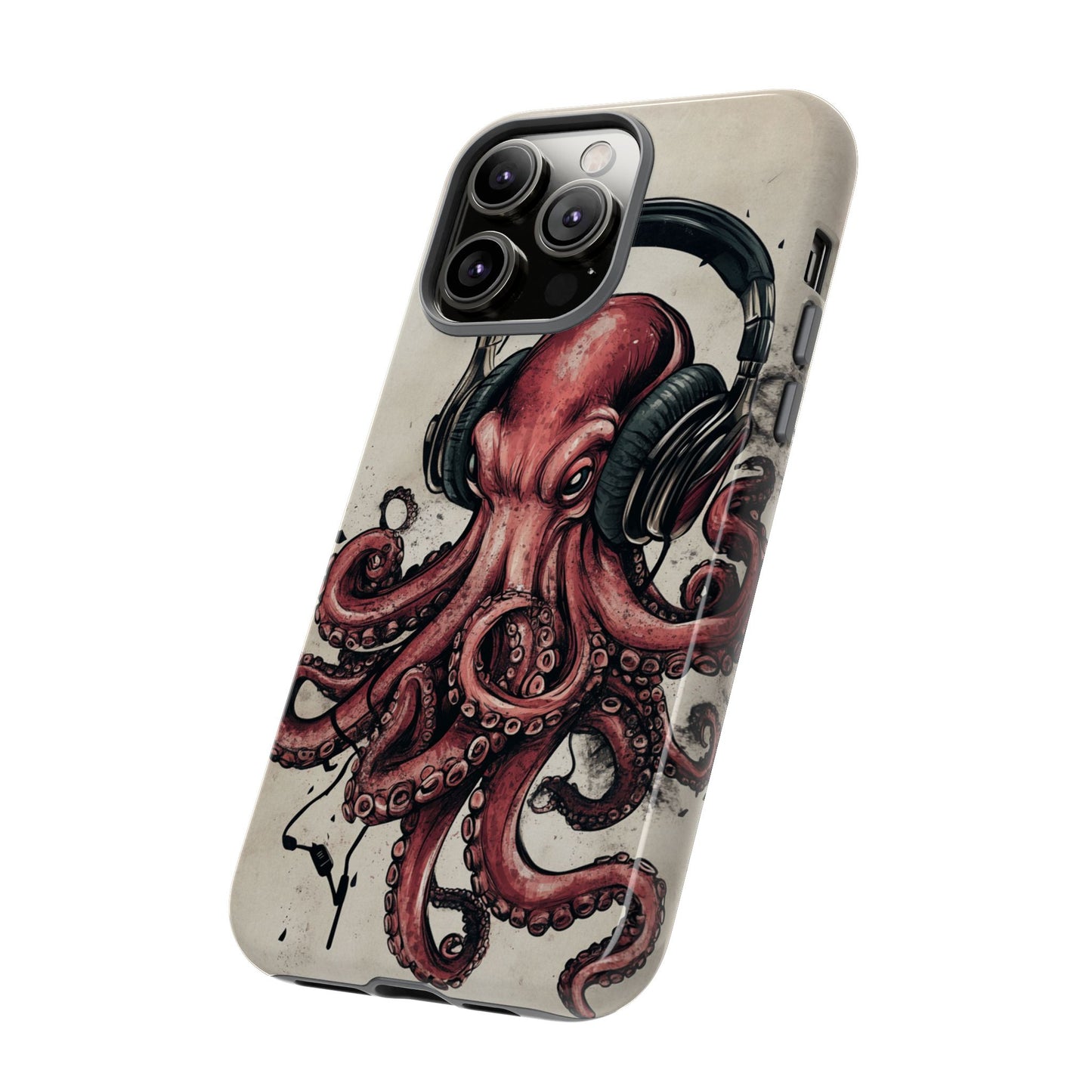 Retro Style Japanese Octopus Listening to Headphones Phone Cover