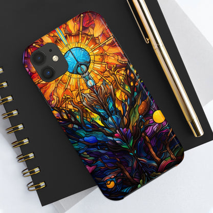 Stained Glass Tough iPhone Case | Trippy Psychedelic Colorful Flowers Floral Aesthetic Retro iPhone 14 Plus 13 12 7 8 Se Trendy Hippie Boho