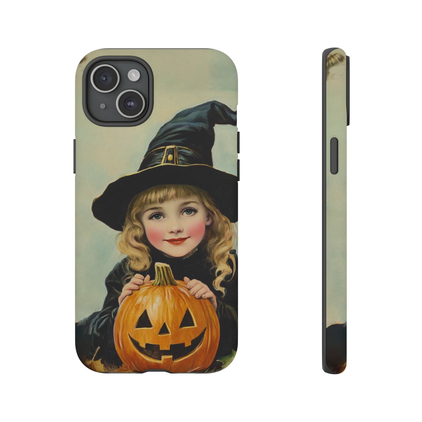 Vintage Halloween Card Witch and Jack-o'-lantern Phone Cover