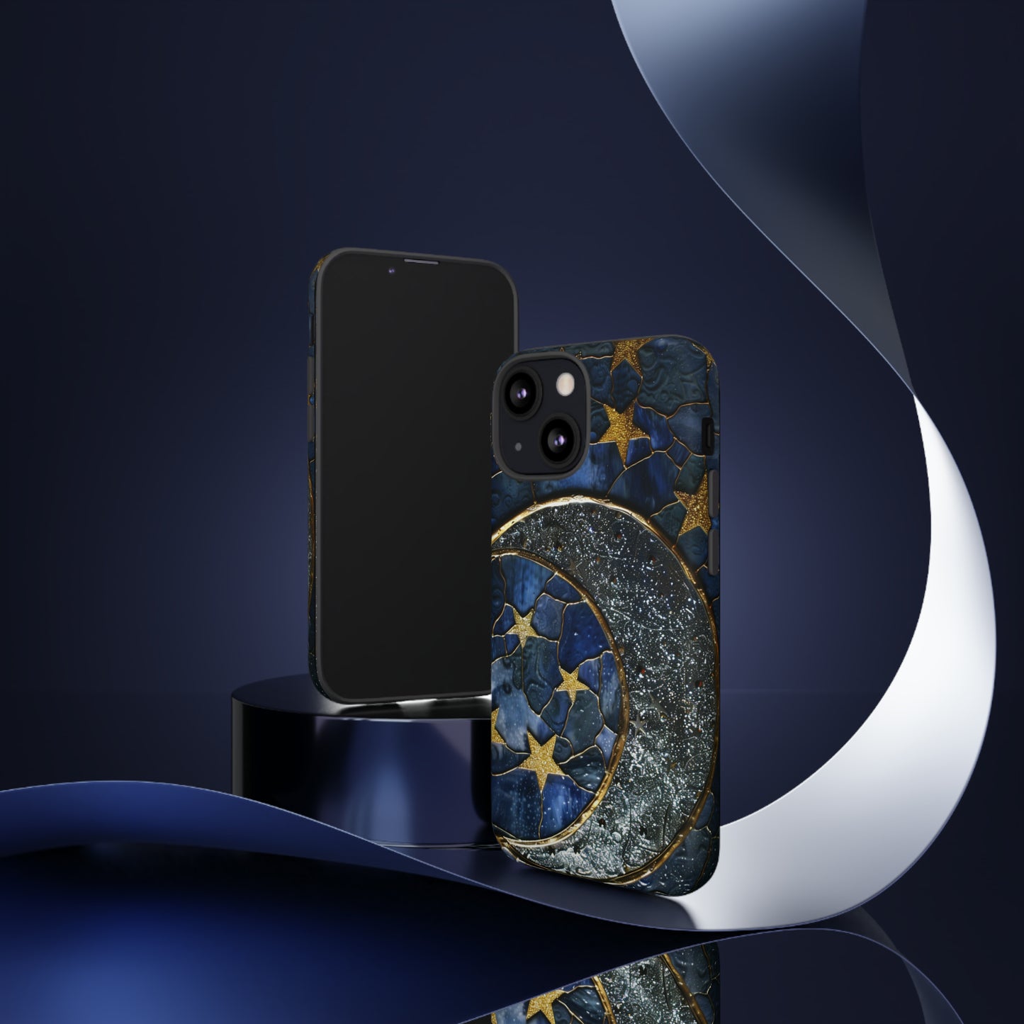 Moon Stars Stained Glass Starry Night Phone Case