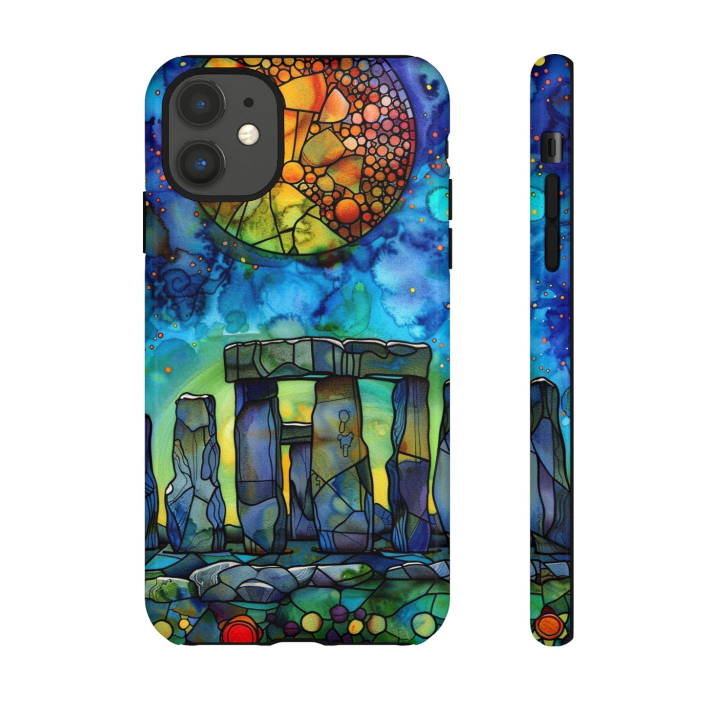 Stonehenge Neolithic Full Moon Stained Glass Watercolor Phone Cover