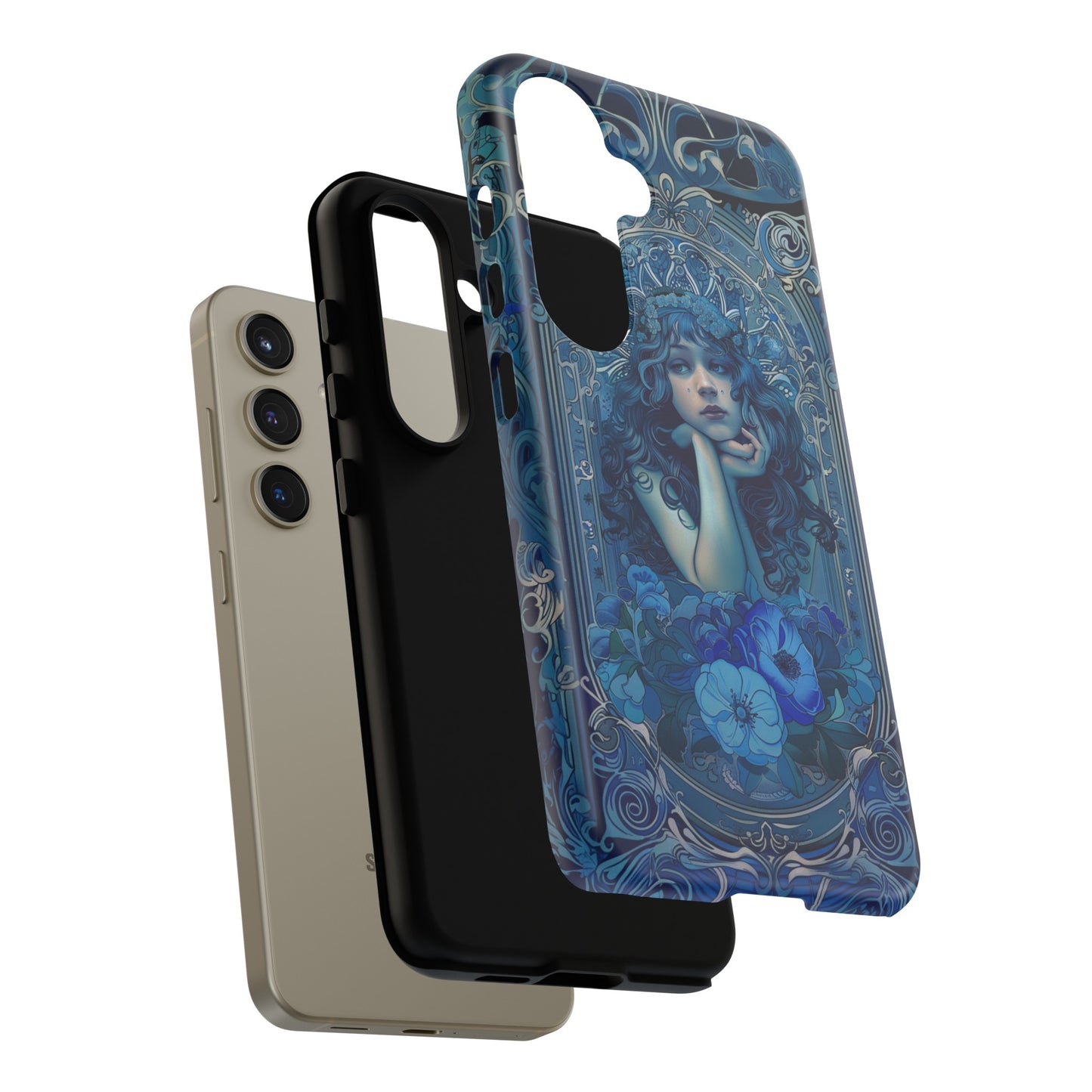 Blue Floral Art Nouveau Style Phone Case