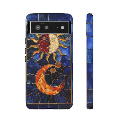 Celestial Stained Glass Moon and Stars iPhone 15 Case