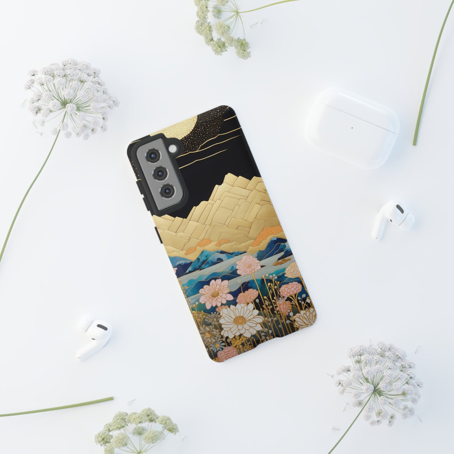 Chiyogami Floral Tough iPhone Case Galaxy S23 S22 S21 S20 Plus Ultra | Iphone 14 13 12 11 8 Pro Max Mini | Pixel 7 6 Pro 5 | Japanese Boho