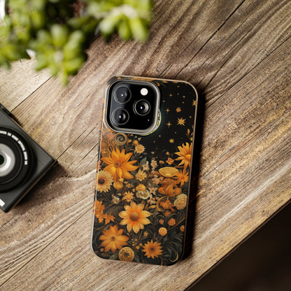 Cottagecore Floral Sun Moon Stars iPhone Case | Embrace Mystical Nature's Beauty