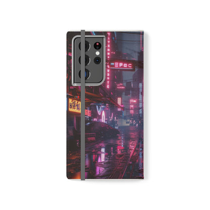 Cyberpunk City at Night Wallet Case