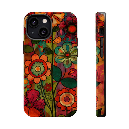 Retro Watercolor Abstract Floral Summer Style MagSafe Phone Case, iPhone 15 Case