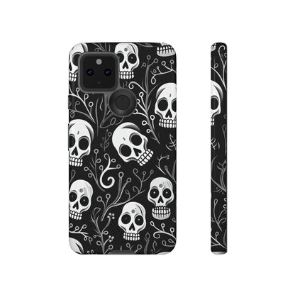 Join the Goth Side: Black Skull Floral Print | Mystical Elegance Case for iPhone, Samsung Galaxy, and Google Pixel