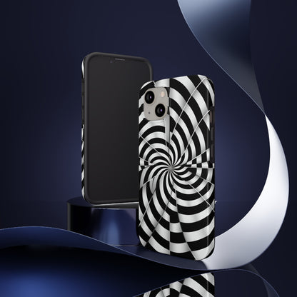 Trippy Black and White Optical Illusion Tough iPhone Case | Psychedelic Phone Cover